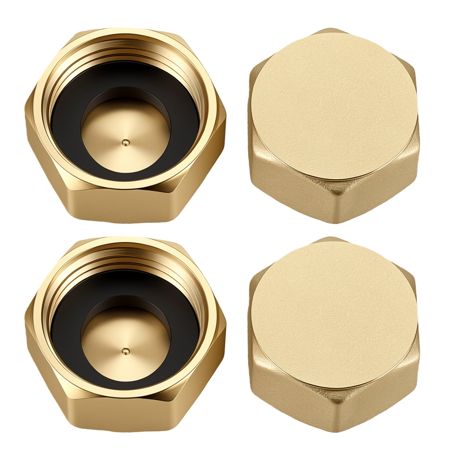 RAHHLIZS 4 PCS Brass Garden Hose Cap, 3/4" Garden Hose End Caps with Washers, Female End Caps, Spigot Cap for Washing Machine Radiator Valve Faucets Tap