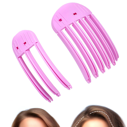 Ymapinc 2Pcs Hair Volume Clips for Styling Comb, Volumizing Bang Pink Clips for Women Men, Heatless Curls Root Lifter Tool, Easy Hairline Shaping Roller Clips