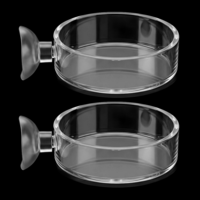 Rahhlizs 2 Pcs 60mm Shrimp Feeding Dish Aquarium Shrimp Feeder with Suction, Clear Round Aquarium Feeding Dish for Freshwater and Saltwater Fish Tank