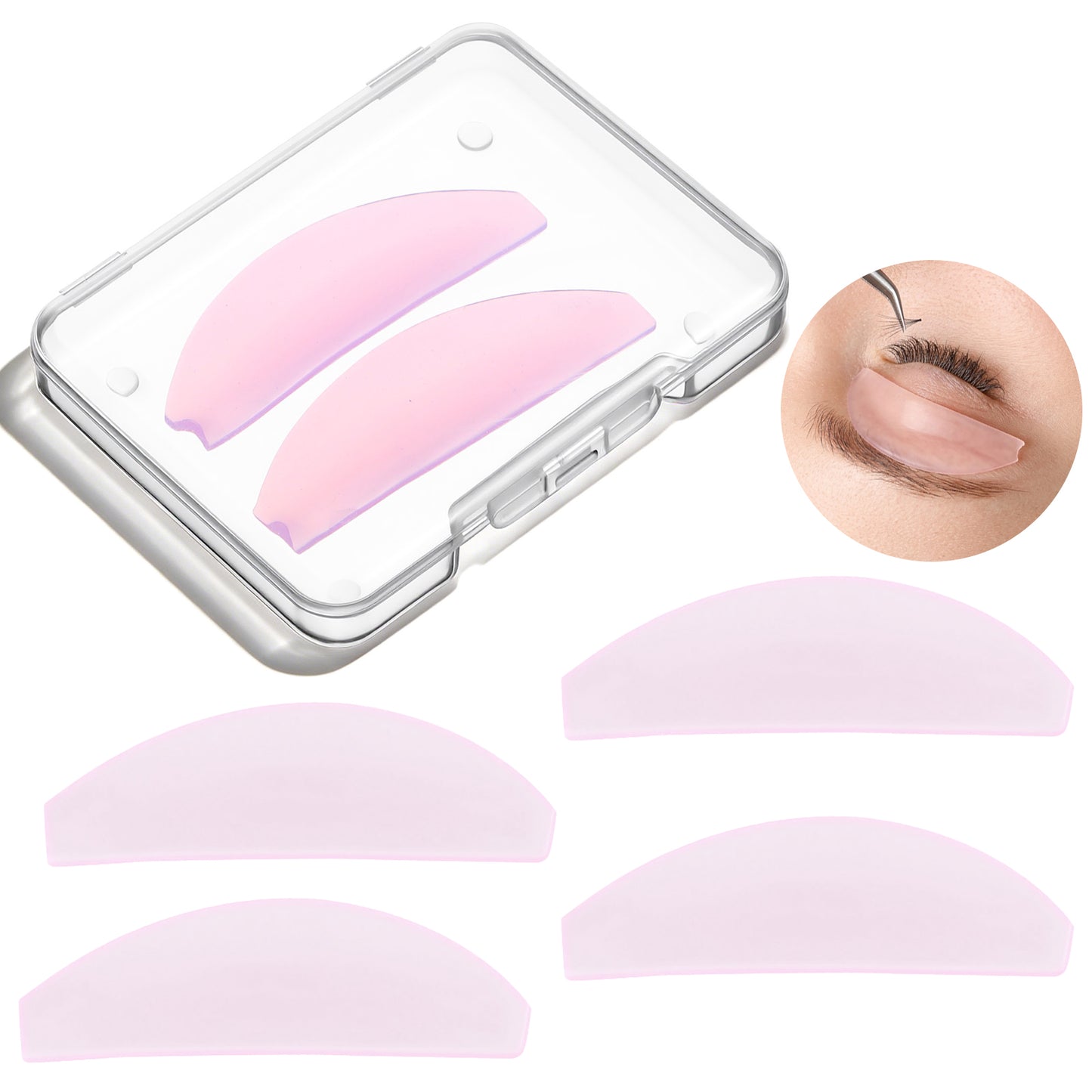 RAHHLIZS 2Pairs Lash Lift Shields,1mm Thin Lash Lift Pads for Lash Perm,Flat Korean Lash Lift Shields,Glueless Lash Lift Rods Professional Salon Use,Help Soften and Perm Lashes Thoroughly Light Pink