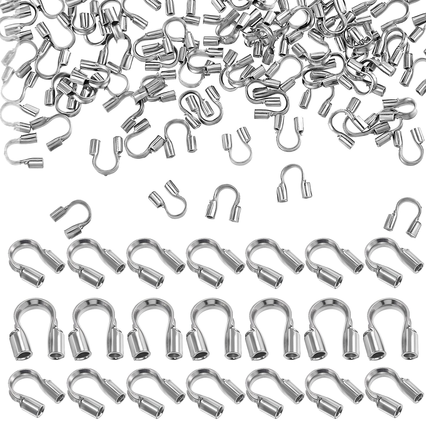 200PCS Wire Guards for Jewelry Making, Stainless Steel Wire Guardian Protectors, U Shape Guard Loops Thread Protector, Silver U Shape Wires Guard Loops for Earring Bracelet Necklace DIY