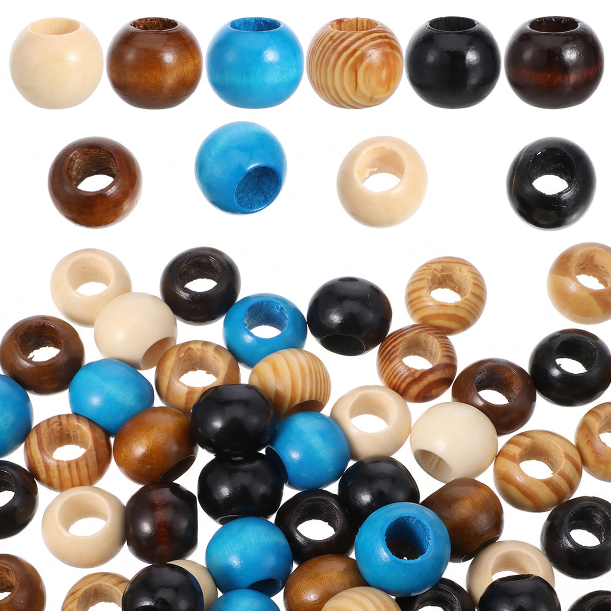 120 Pcs Large Wooden Beads for Crafting, Ymapinc Large Hole Beads