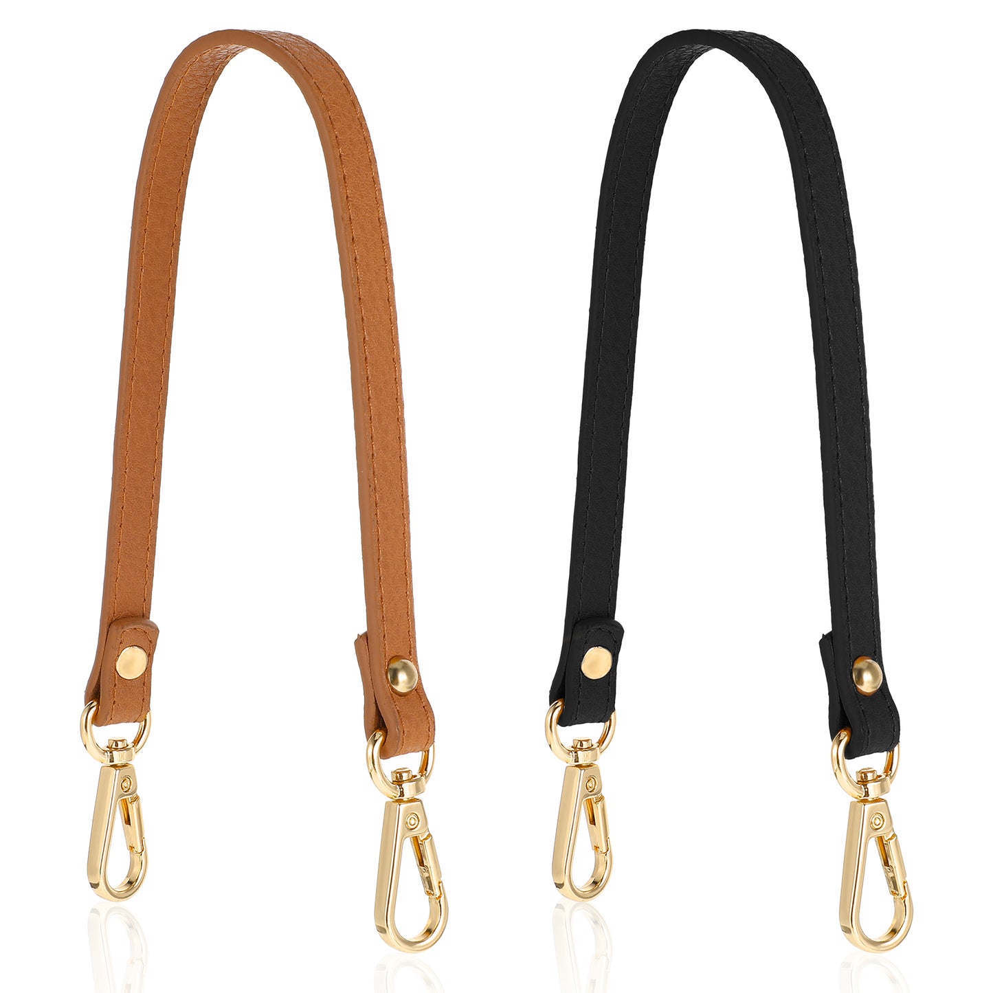 Nogeqi 2 Pcs 16.14inch Leather Purse Strap,Shoulder Straps for Bags,Leather Purse Strap with Gold Lock,Purse Straps for Handbags,Thin Replacement Purse Straps for Women(Black Brown)