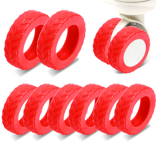 Ymapinc 8Pcs Luggage Wheel Covers - Red Silicone Suitcase Protector Anti-Slip Replacement Accessories for Rolling Suitcases, Luggage Roller Wheels Waterproof Cover, Carry On Roll
