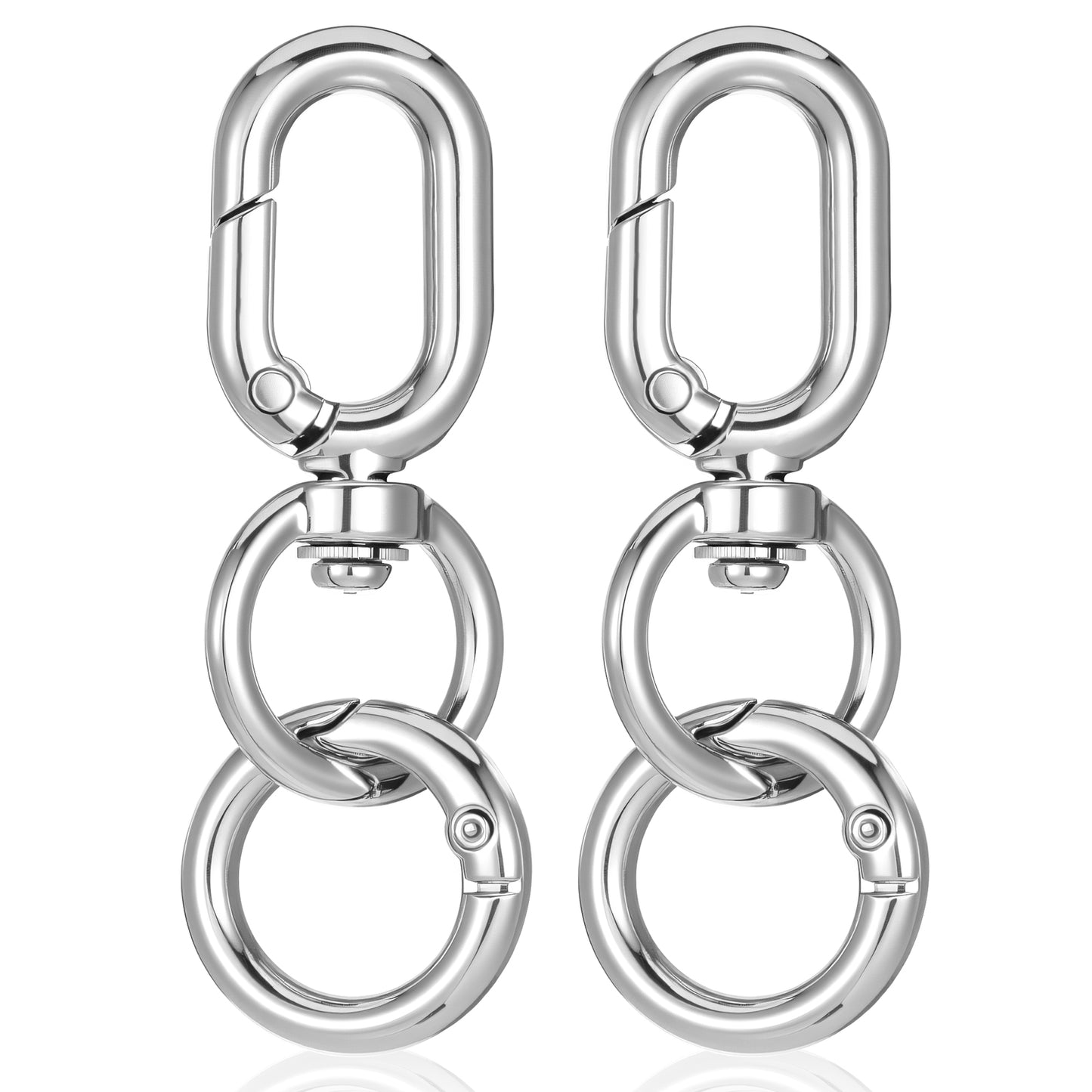 Ymapinc 2 Pcs Double Opening Swivel Clasp, Metal Spring Swivel Clasp Hooks, Snap Hooks Open Buckle Ring for DIY Crafts Key Chain, Jewelry Clasps, Bags Strap Replacement