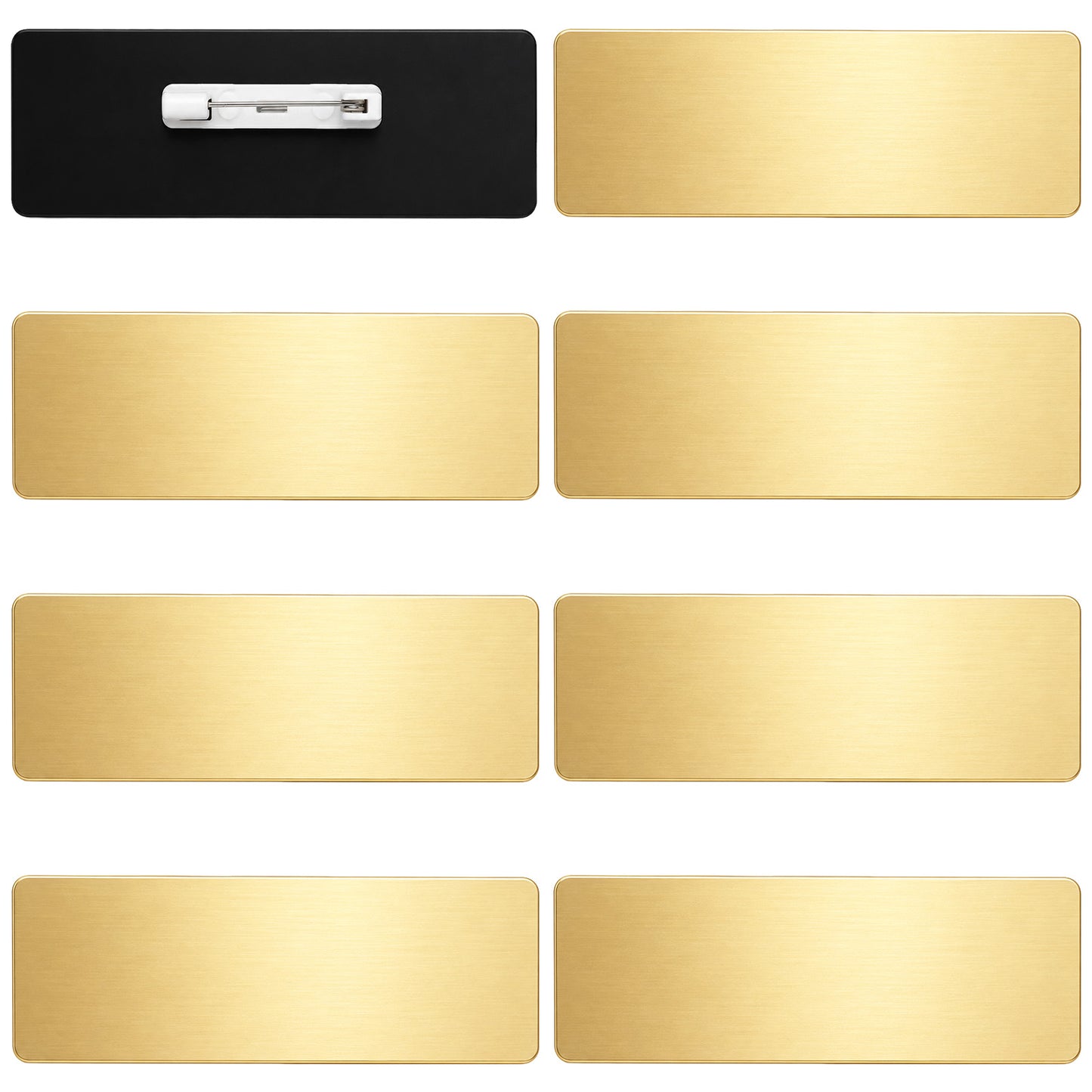 8Pcs Name Badges with Pin, Ymapinc 1×3 Inch Plastic Gold Name Tags