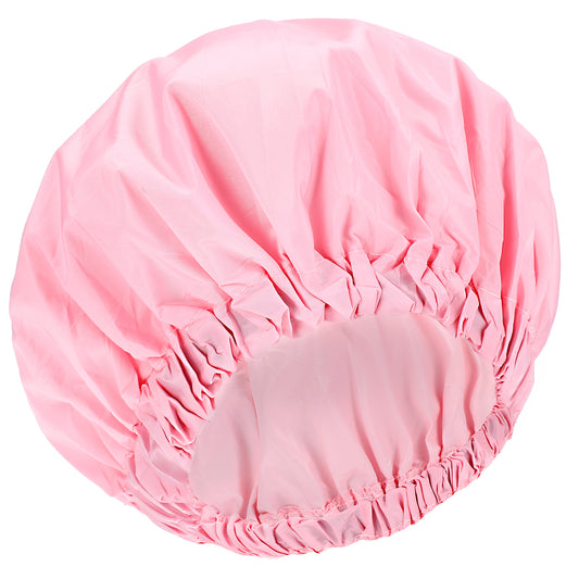 Tyqour Waterproof Large Shower Cap for Women Satin Hair Wrap Reusable Shower Hair Cap Washable Elastic Band Bath Hair Hat for Long Hair Silk Hair Bonnet(Pink)