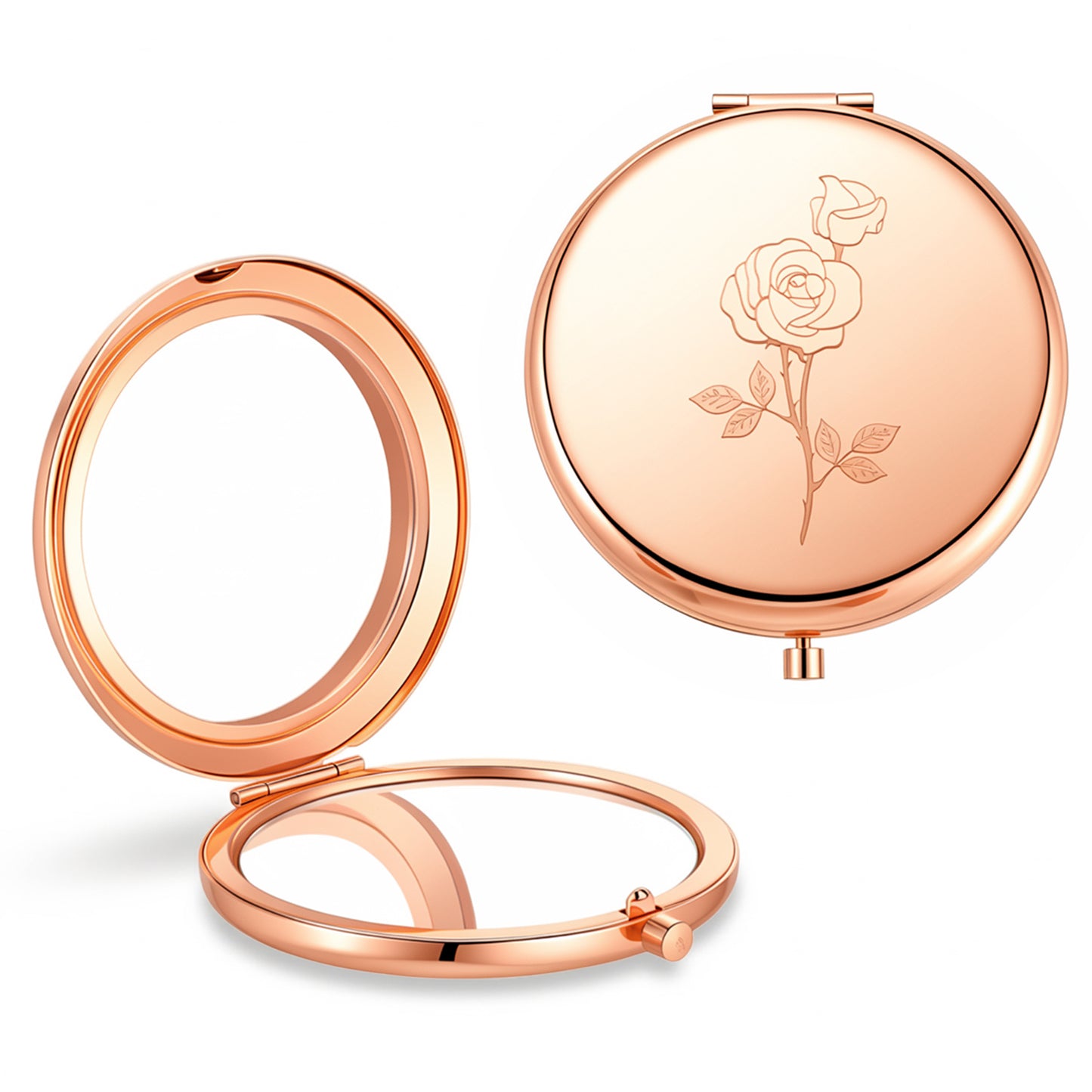 Ouligay Small Compact Mirror for Purse 2.6 in Round Folding Pocket Mirror for Women Girls 1x/2x Magnification Portable Travel Cosmetic Mirror Elegant Mini Makeup Mirror Gifts