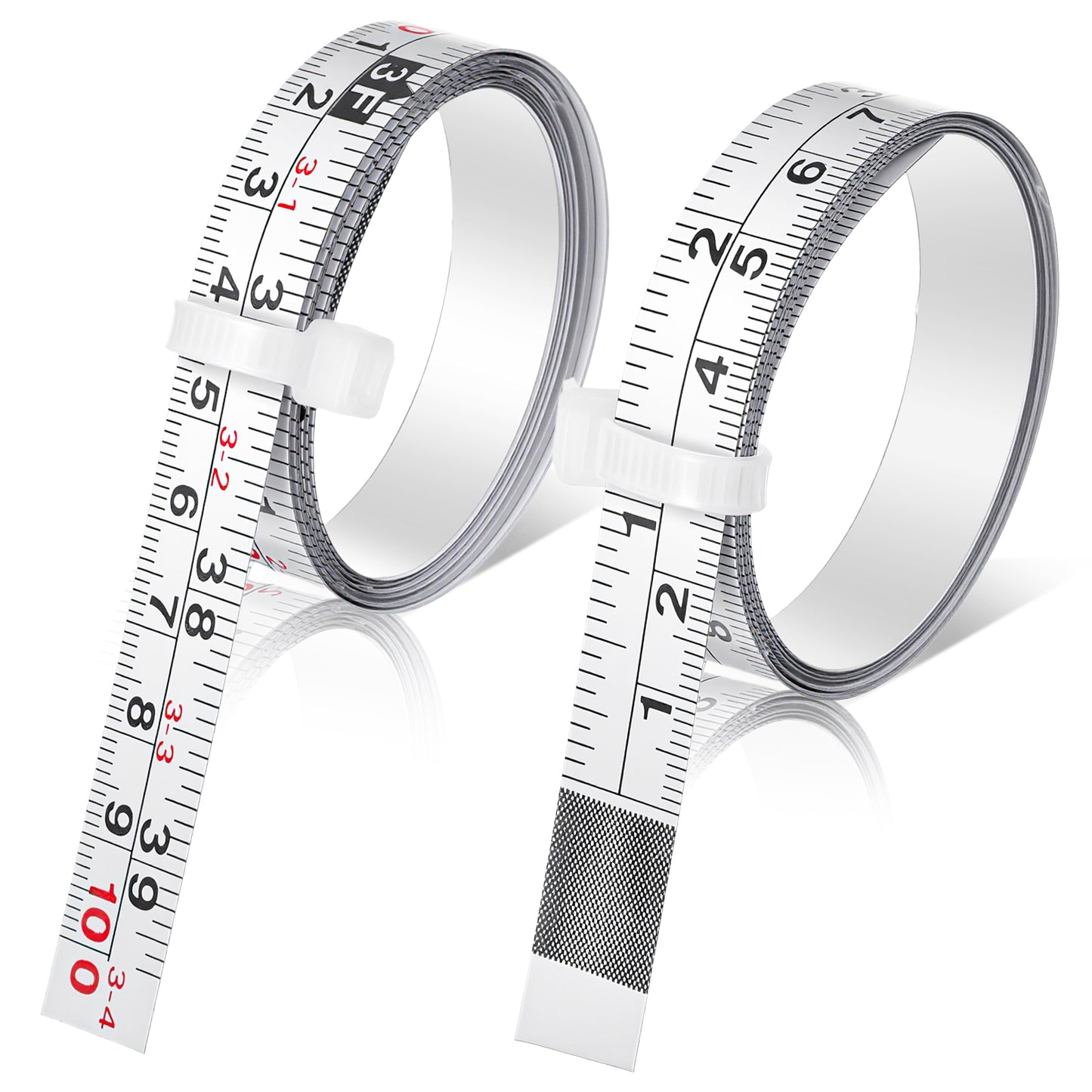 Ymapinc 2Pcs Steel Self Adhesive Measuring Tape, 39.37 Inches/100 cm Sticky Tape Ruler Measure, White Metric and Imperial Measure Reading Ruler Tapes for Workbench Drafting Table