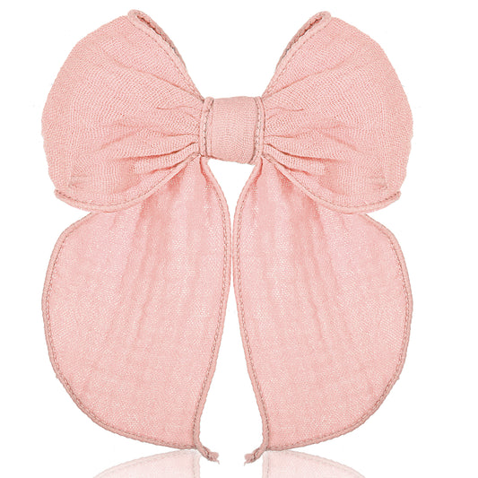 Ymapinc Pink Bow for Girls, Cute Blue Hair Bow Clip with an Alligator Clip to Easily Attach to Hair，Made from a Blend of Linen and Cotton