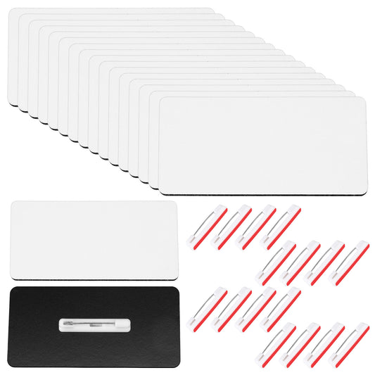 16PCS Name Tags with Clips 3.7 X 7.6cm DIY Blank Name Tag Pin, Personalized Identification Nametags Backing with Round Corners, Plastic Id Name Badges Plates for Employees, School, Teachers, Kids