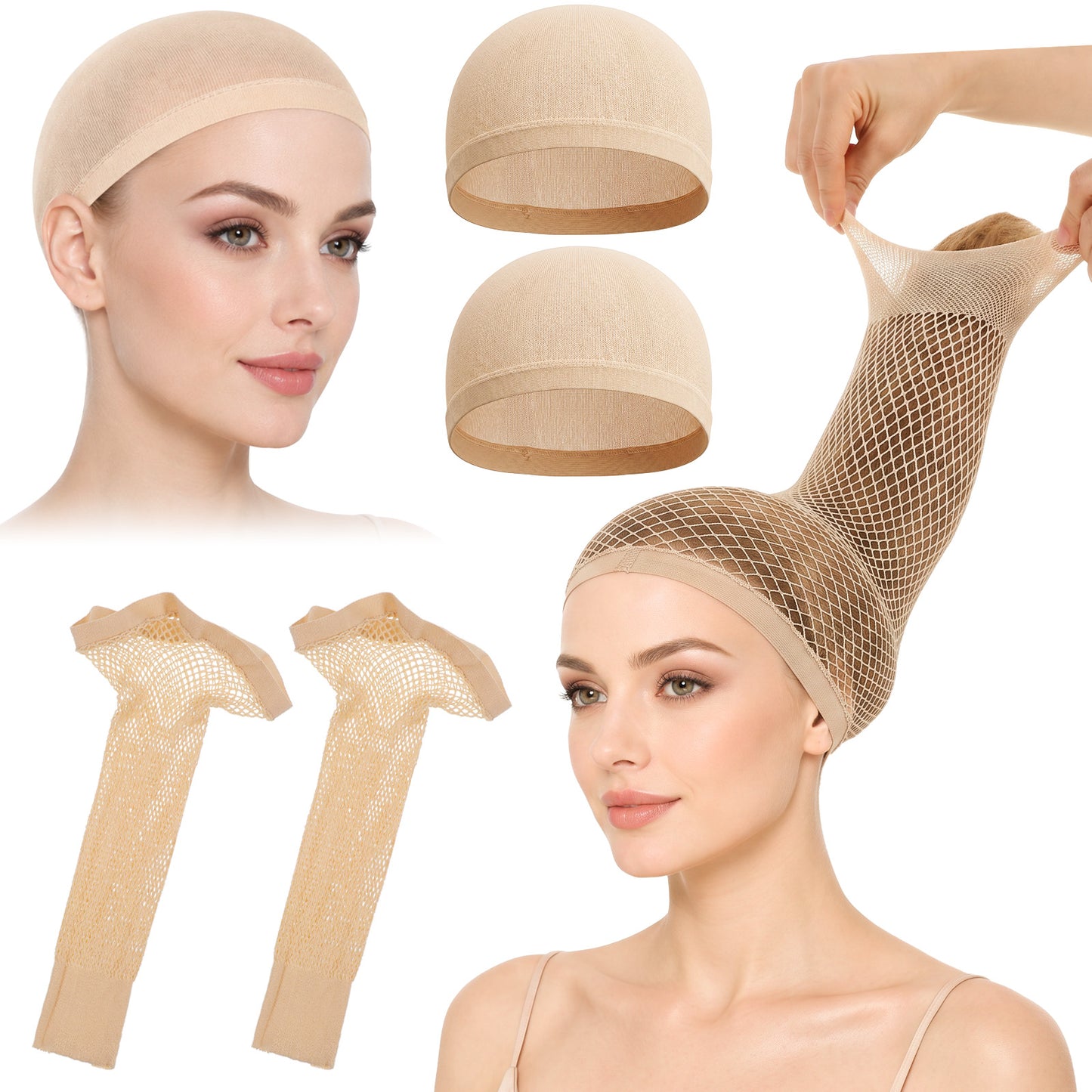 Tyqour 4PCS Stocking Caps for Wigs Bald Cap for Men Women Nude