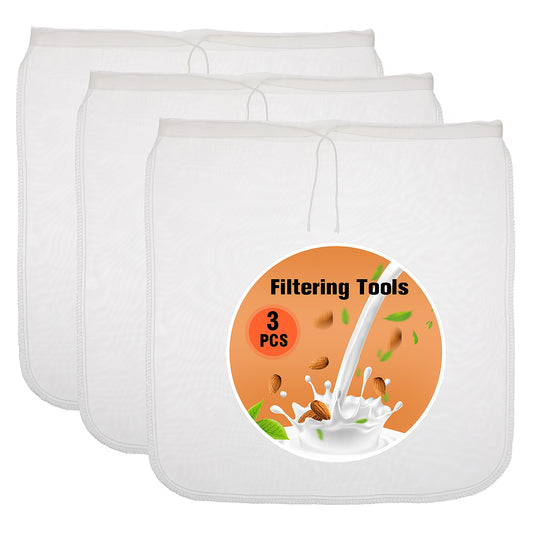 Ymapinc 3 PCS Nut Bag Strainer Extra Large Reusable Nut Milk Bag Reusable Nut Bags for Straining Almond Soy Milk Greek Yogurt Professional for Cold Brew Coffee Tea Beer Fine Nylon Mesh