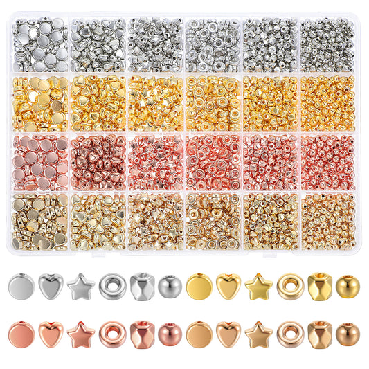2160 Pcs Pearl Beads with Gold Spacer Beads Clay Bead Bracelet Kit Multicolor Bracelet Making Kit Round Gold Pony Bead for Nails for Necklaces Earrings DIY Crafts Jewelry Making