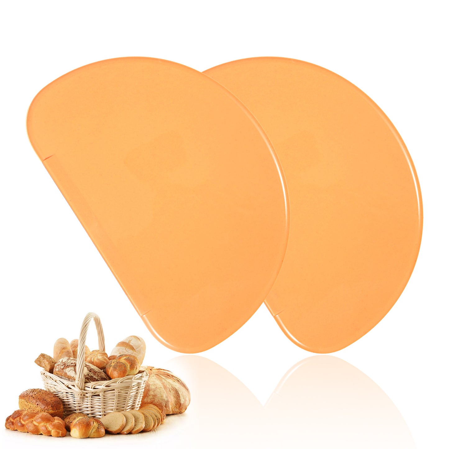 2PCS Silicone Bowl Scrapers for Bread Dough, Dough Scraper Curved Edge Flexible Bowl Scraper for Baking Food Sourdough Bread Proofing Basket Pastry Cutter Tool, Orange