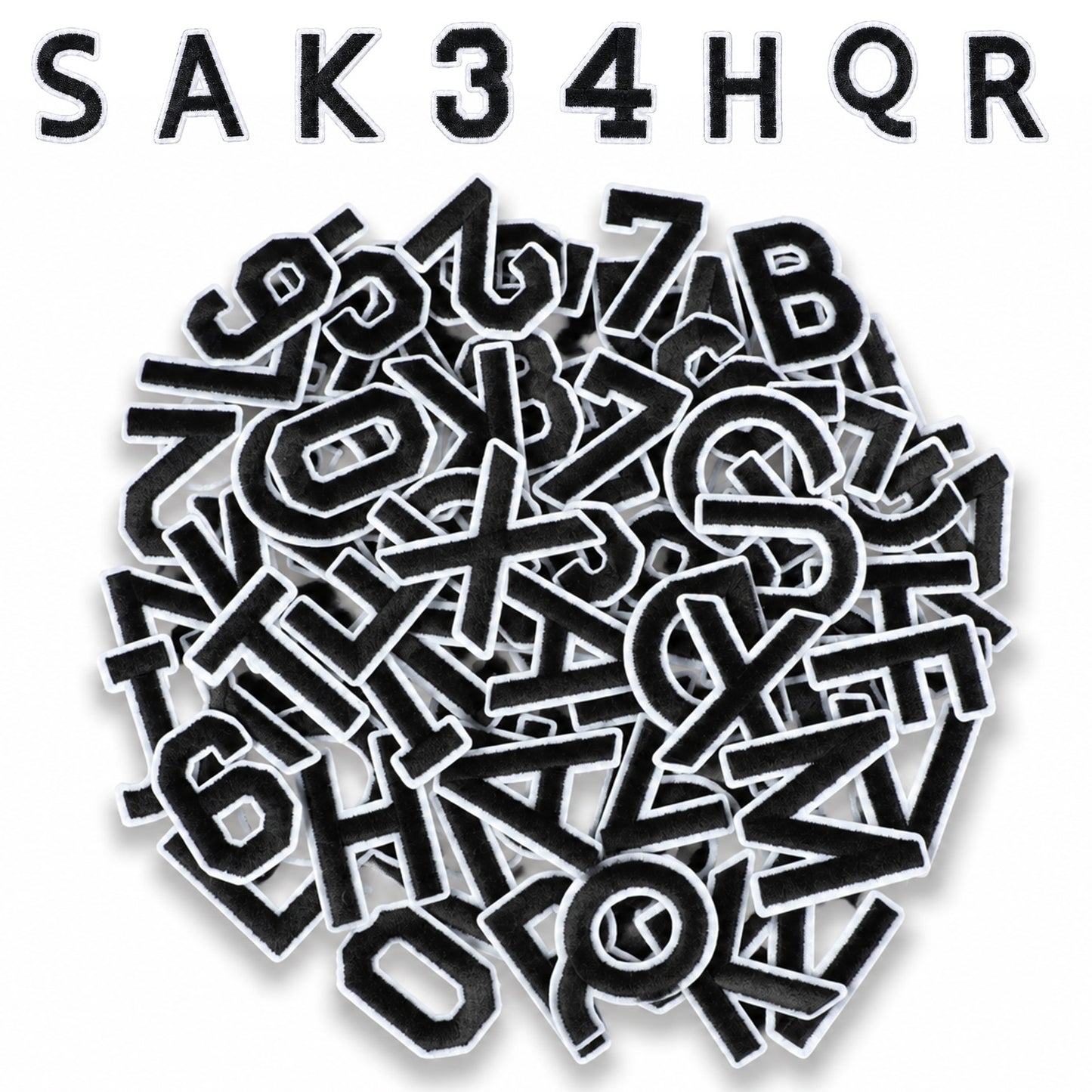 Bnehmb 72PCS Iron on Letter and Number Patches 1.45 Inch Embroidered Letter