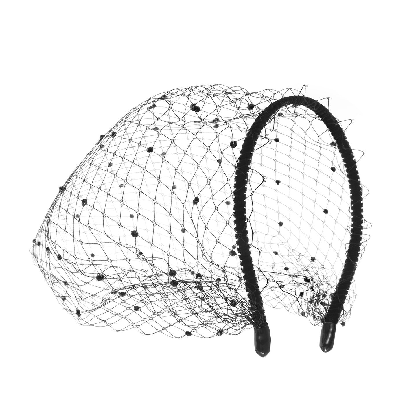 Sorcristy Black Veil Mesh Veil Headband Traditional Vintage Inspired Birdcage Viel Spanish Style Lace 1920s Headpiece for Women Feather Funeral Veils Hat Tea Party Derby Headband