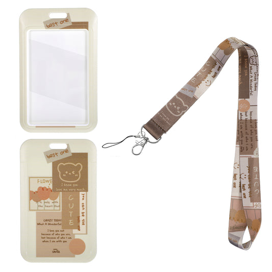 Ymapinc Cute ID Lanyard Badge Card Holder Key Bear Lanyard for ID Badges for Women Girls Students Teacher Aesthetic Kawaii Keychain Lanyard for School Student ID Card Wallet
