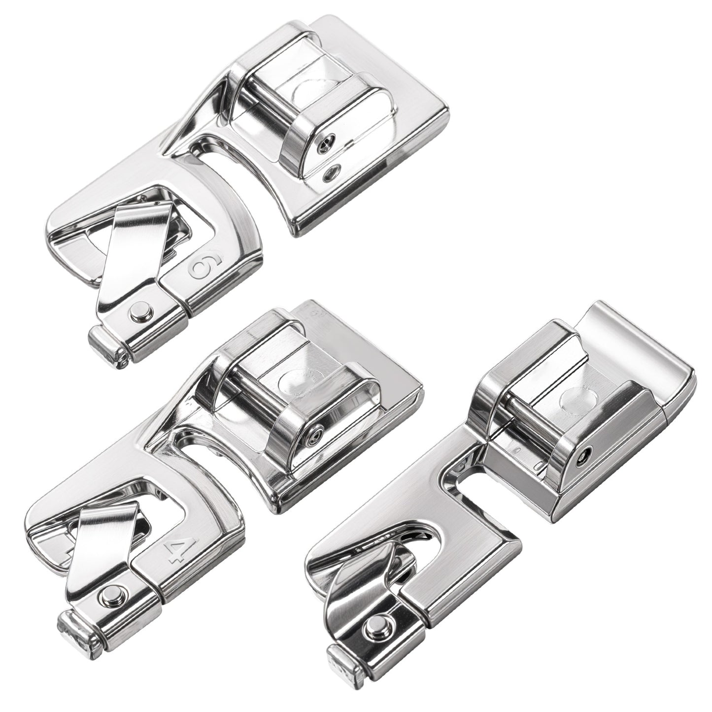 3 PCS Rolled Hem Feet Set for Sewing Machines, Rolled Hem Presser Foot Sewing Machine, Hemming Foot for Sewing Machine, 3mm, 4mm, 6mm Narrow Hem Presser Feet for Low Shank Snap-On Machines