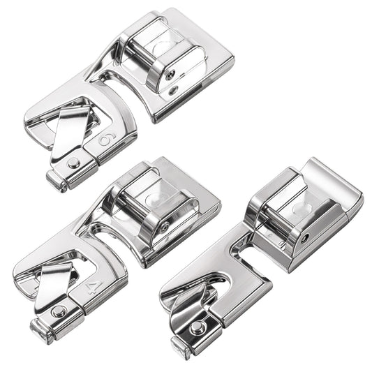 3 PCS Rolled Hem Feet Set for Sewing Machines, Rolled Hem Presser Foot Sewing Machine, Hemming Foot for Sewing Machine, 3mm, 4mm, 6mm Narrow Hem Presser Feet for Low Shank Snap-On Machines