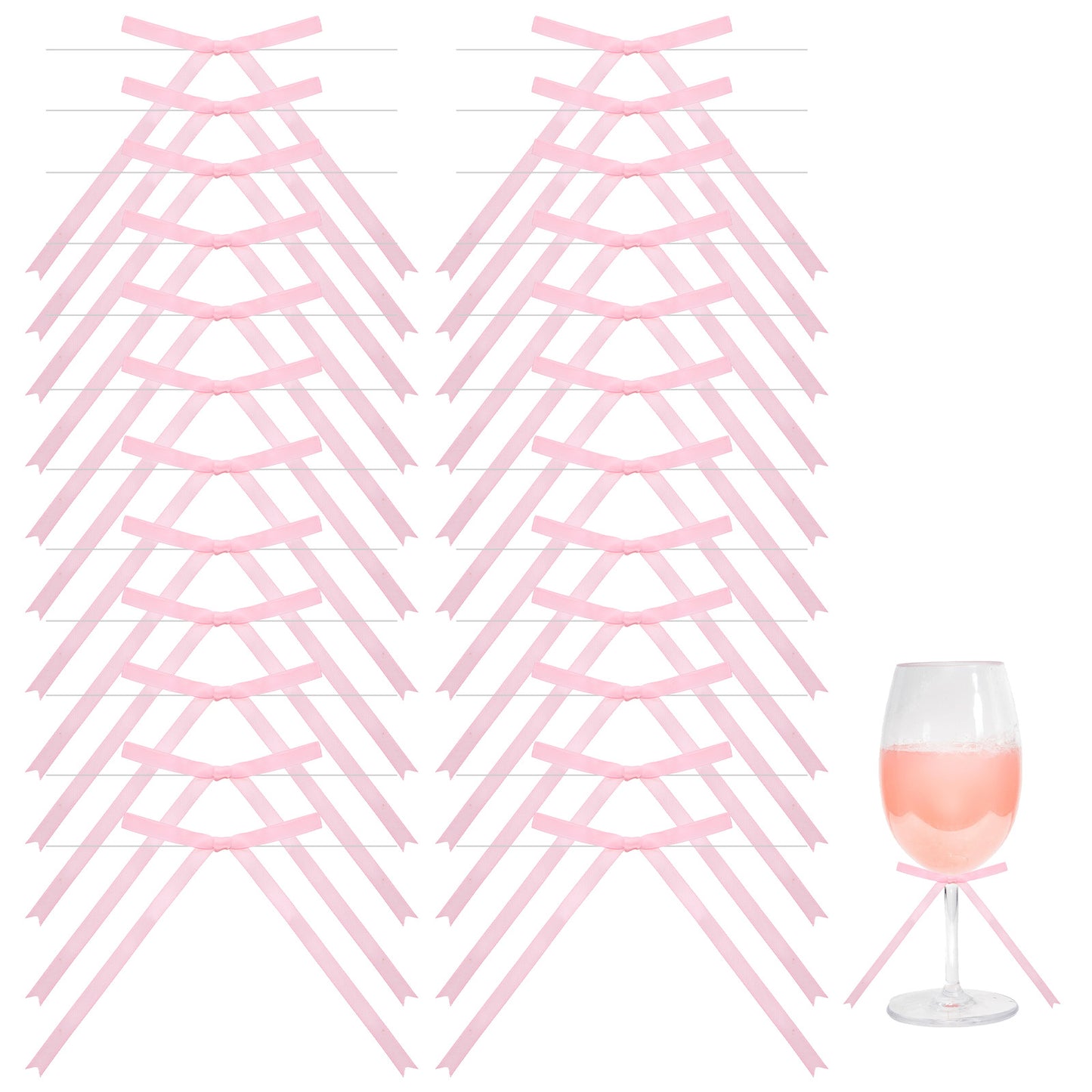 Xinjoduz 24 PCS Pink Bows for Cake, 5x7 Inch Twist Tie Bows for Gift Wrapping, Cake Treat Bags, Balloons, Party Decor, DIY Crafts Wedding Favors Baby Shower Birthday Party Decorations (Pink)