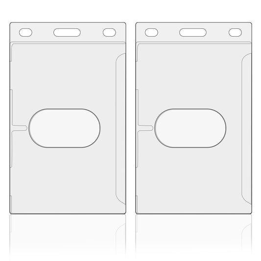 Ymapinc Hard Platic ID Badge Holder, 2Pcs Vertical Hard Case ID Badge Holder Clear Name Card Holder with Easy Access Thumb Slot Transparent Case Protector for Credit Card