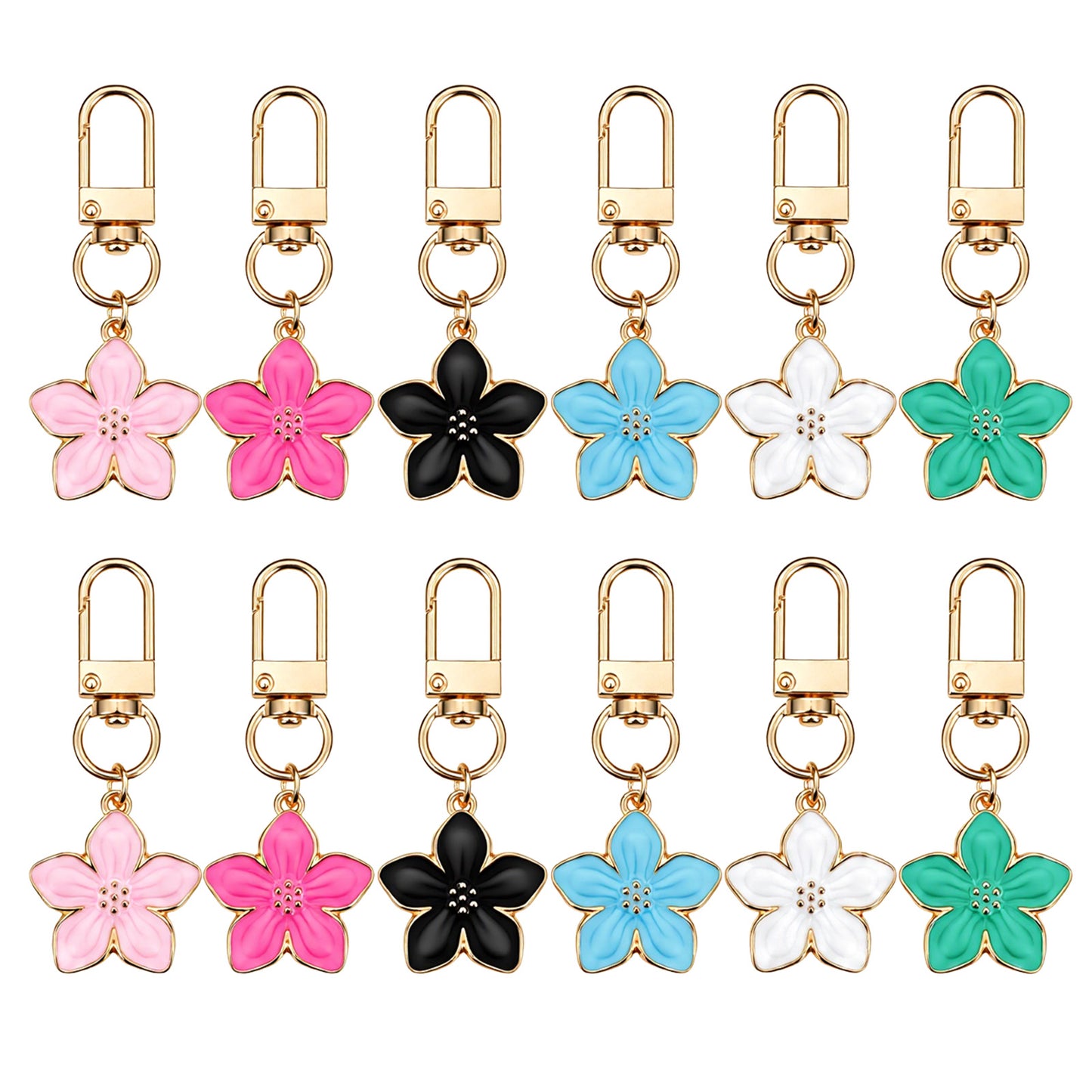 RAHHLIZS 12Pcs Cute Flower Keychains for Women Cherry Blossom Keychain