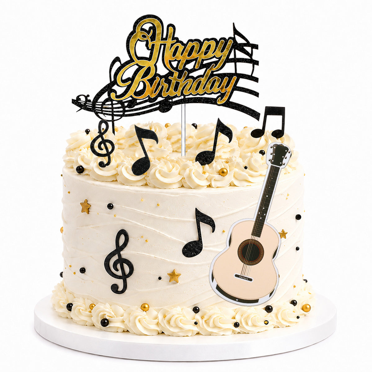 Quvvarly 9 PCS Guitar Birthday Decorations Music Note Cake Decorations