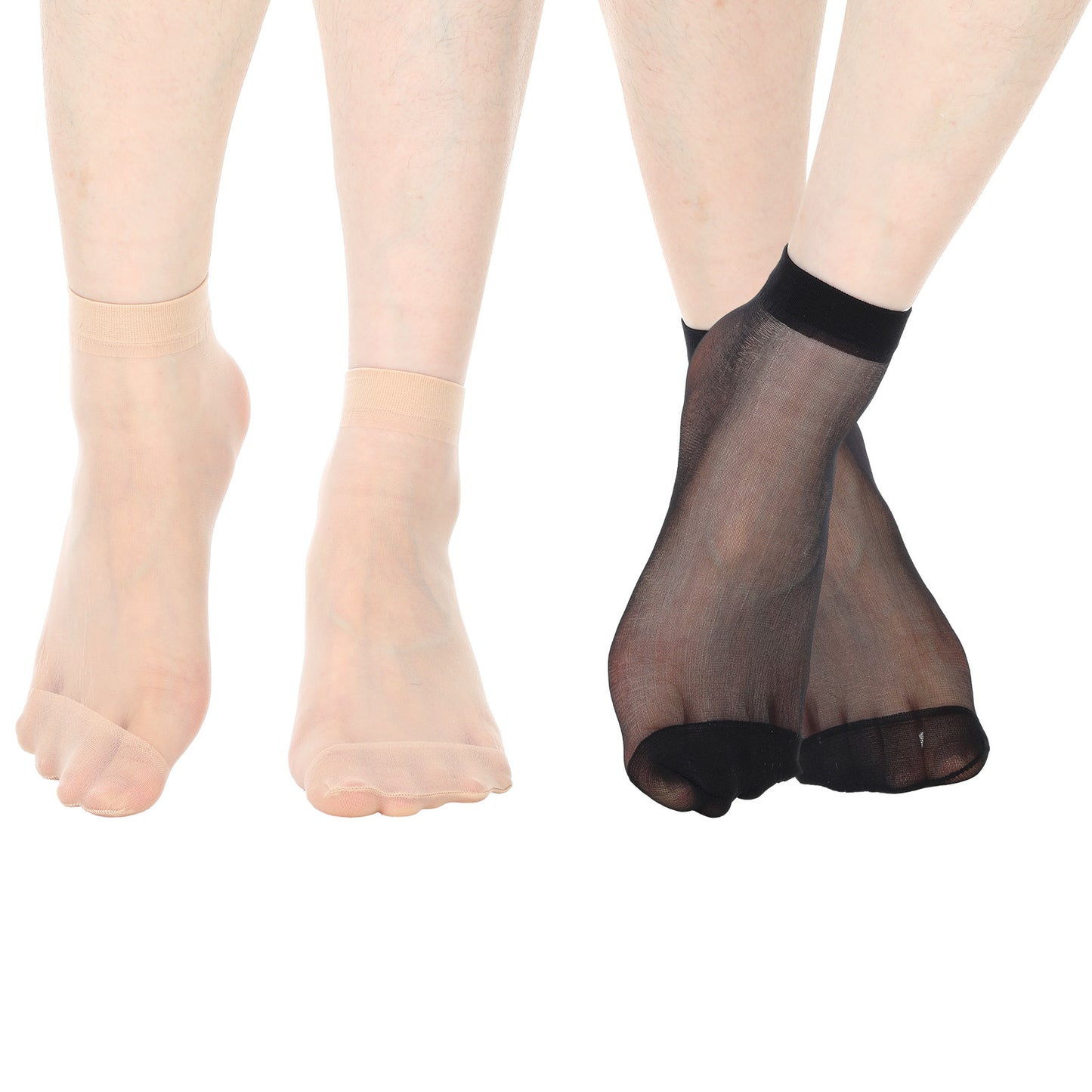 20 Pairs Transparent Socks 2 Colors Womens Sheer Ankle Socks Nude Stockin Summer Ultra Thin Cool See Through Silk Sock for Women Mother Festival Gifts Skin Color Black 5.51 × 2.76 Inches Polyester