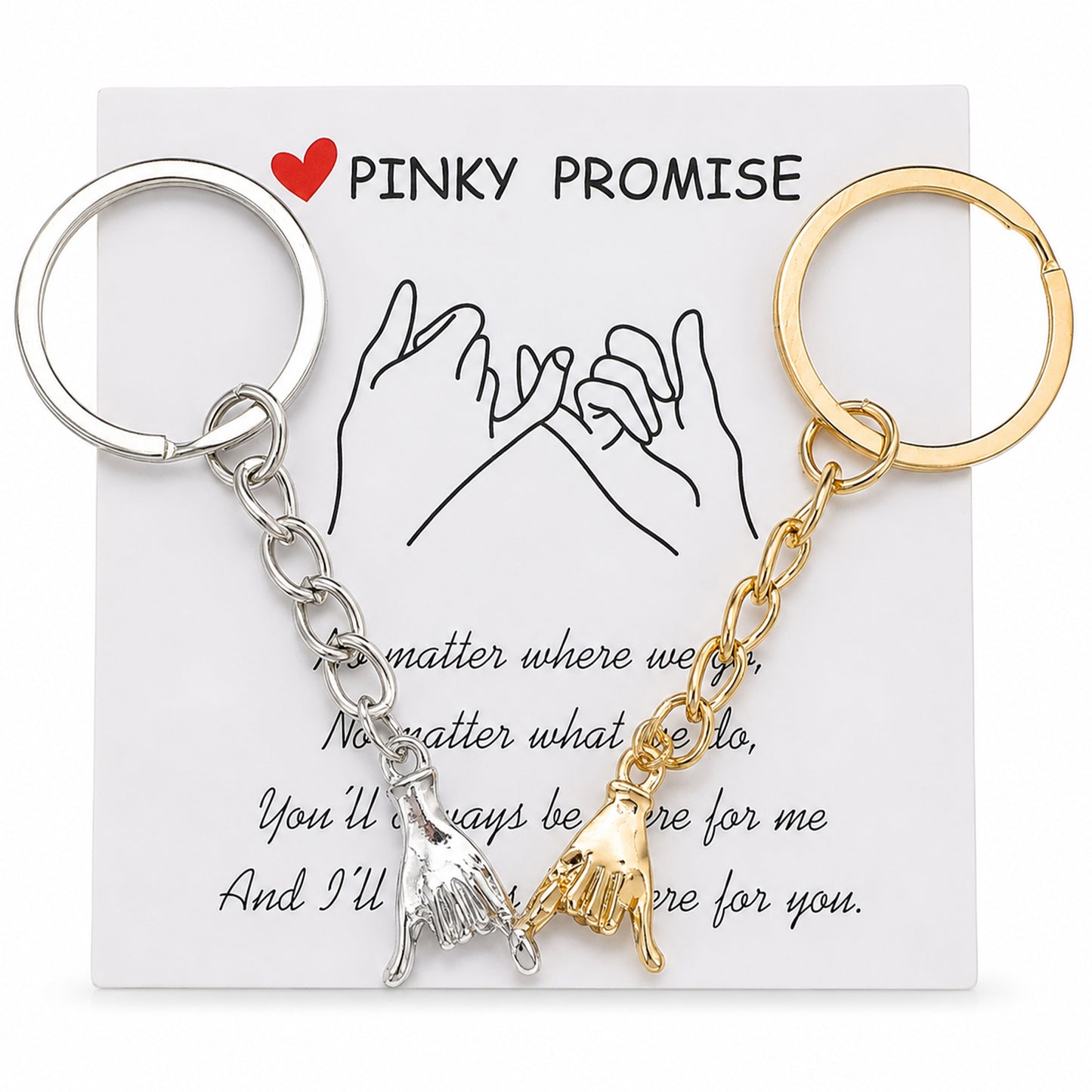Ouligay 2Pcs Matching Couple Pinky Promise Keyring Gifts for Boyfriend Girlfriend Couples Gifts for Him and Her Best Friend Birthday Gift for Women Friendship Valentine's Day for Him Her Husband Wife