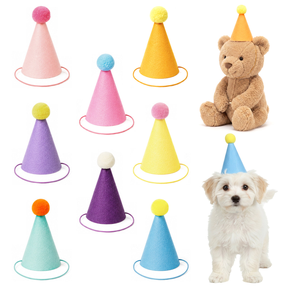 Tyqour 8PCS Party Hats for Dog Birthday Hat Mini Party Hats