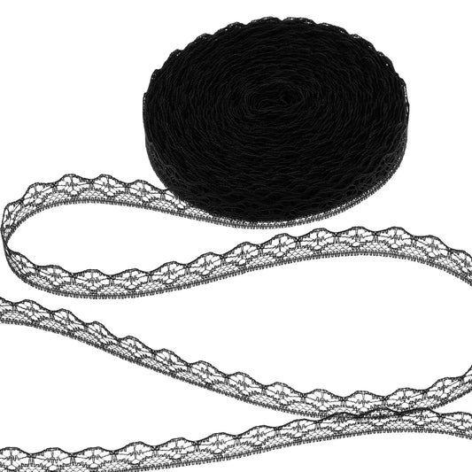 30 Yard Black Lace Ribbon Thin Vintage Lace Ribbons for Gift Wrapping Stretchy Crochet Laces for Crafts Sewing Bouquet Packaging Wrapping Wedding Christmas Decorations DIY