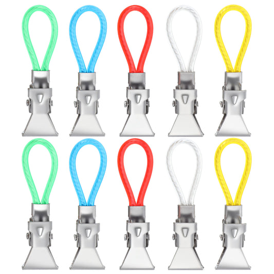 30 PCS Towel Clips with Hanging Loop, Multi-color Kitchen Towel Clips Tea Towel Storage Clip for Kitchen, Bathroom, Bedroom, Cupboard Storage, Space-Saving Hook Clips