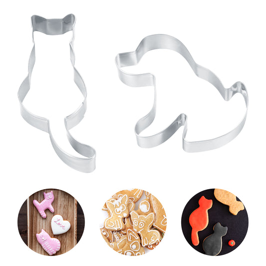 Ymapinc Dog Biscuit Cutters for Baking, Cat Butt Cookie Cutter, Stainless Biscuit Cutters Set Baking Molds Animal Shape Suit Small Cookie Cutters for Kitchen Baking Tools and Accessories Silver 2PCS