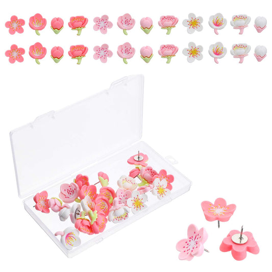 24 Pcs Flower Push Pins Flower Thumb Tacks Decorative in 3 Colors Cute Office Decor for Cork Board Bulletin Board Photo Wall Maps and Other Offices Schools Supplies Christmas Decoration