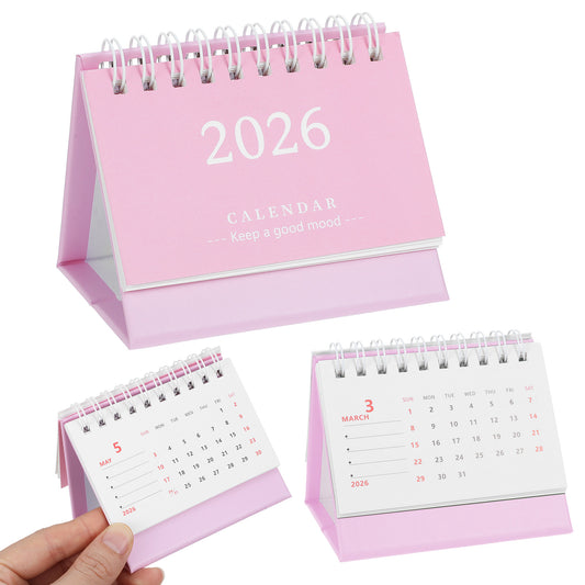 Tyqour Small Desk Calendar 2025-2026 Mini Calendar Standing Flip Desktop Calendar 2025-2026 Metal Ring Binding, Cute Desk Calendar Compact Size for Home Office School,