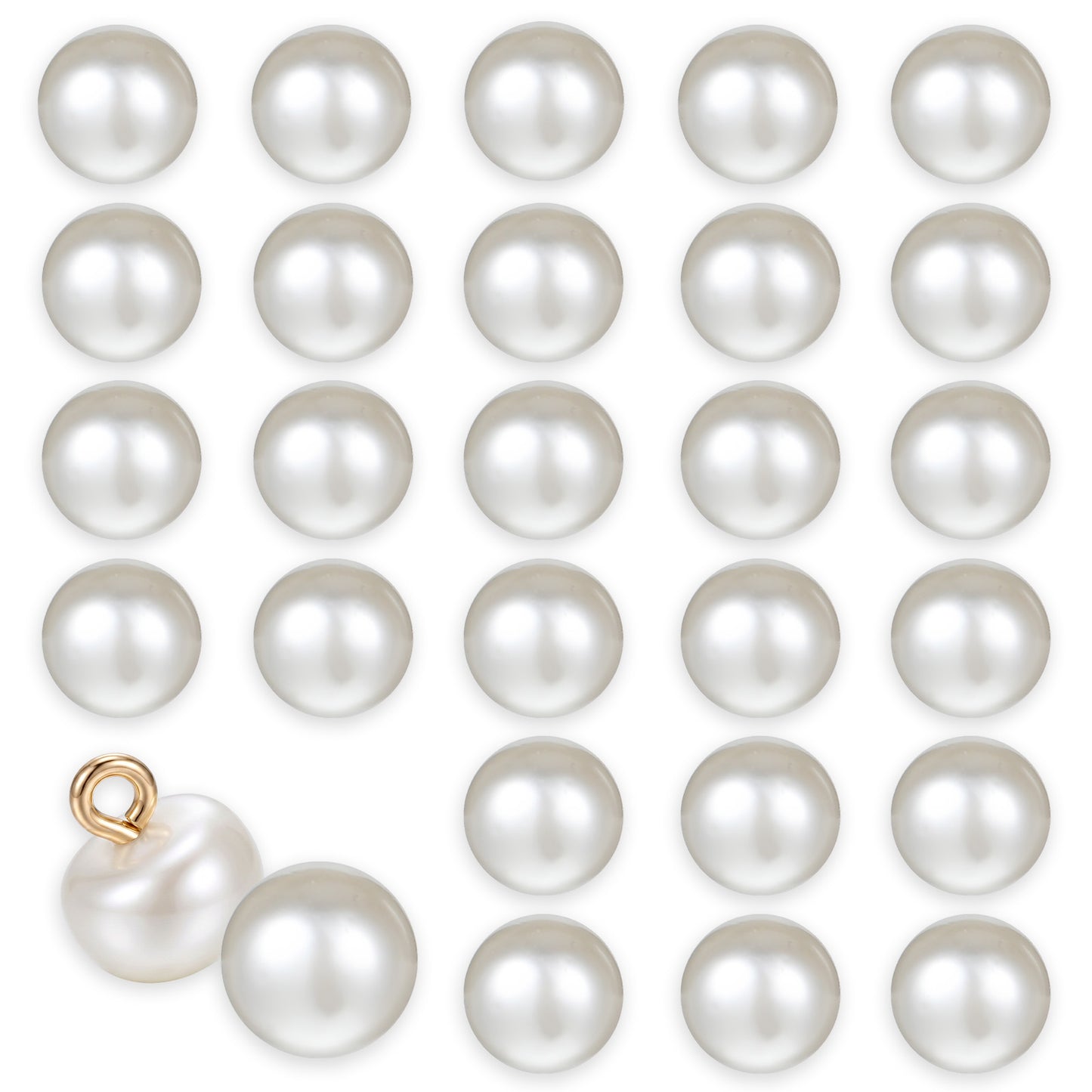 30Pcs 10mm Pearl Buttons for Clothes Pearl Small Button Round Pearls Button with Shank for Sewing DIY Crafts Clothing Dress Accessorie Dresses Shirts (Beige)