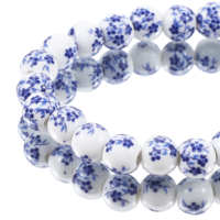 100 Pcs Ceramic Beads, 8mm Chunky Porcelain Beads for Jewelry Making, Floral Vintage Bead Ball Bracelets Colorful Bead Set for Necklace and Bracelet Crafts