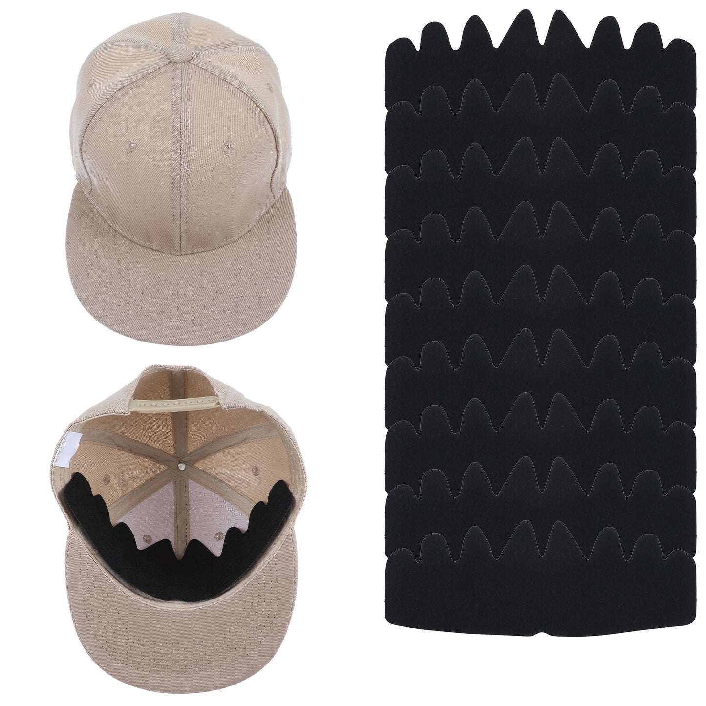 Ymapinc 10Pcs Hat Sweat Liner Protector Baseball Caps Inserts Shapers, Flexible Washable Reusable Felt Hat Liner Cap Fitter Inserts Sweat Protection