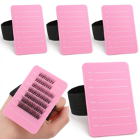 Shimmeroo 4 pcs Lash Pallet for Eyelash Extensions with Adjustable Wrist Strap, Lash Holder Trays Accessories & Organizer, Pink
