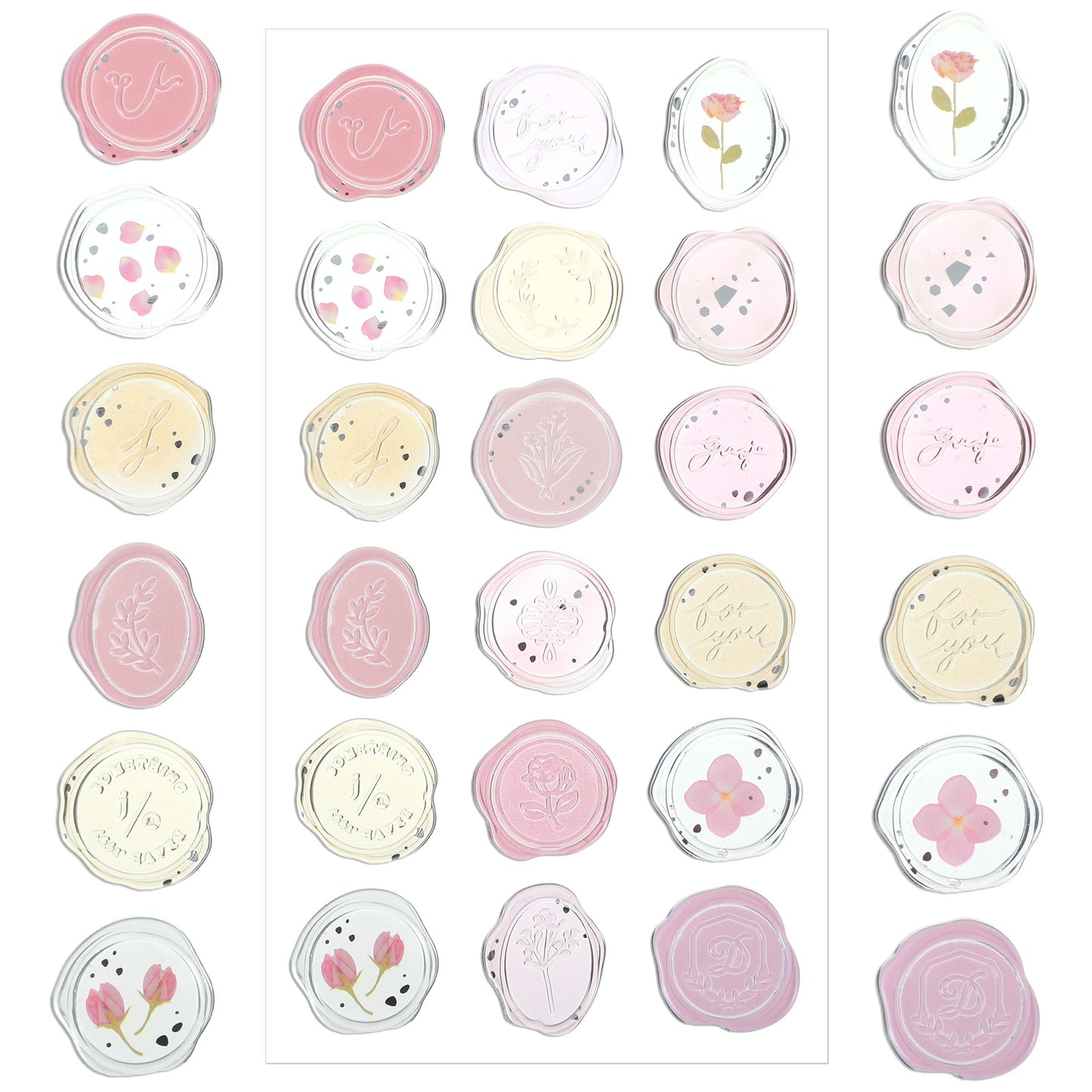 Ymapinc 54pcs Pink Wax Seal Stickers, Adhesive Stamp Stickers for Envelopes, Letter for Wedding Invitation, Birthday Bridal Shower Party Scrapbook Note