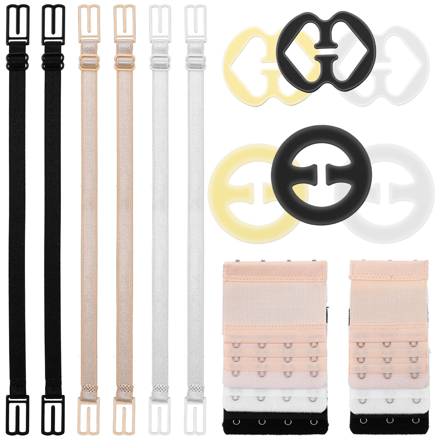 Tyqour 18 Pcs Bra Straps Holder Clips Adjustable Non Slip Bra Clips to Make Racerback Bras Extenders 2/3 Hook for Full Cup Size, Conceal Straps Cleavage Control