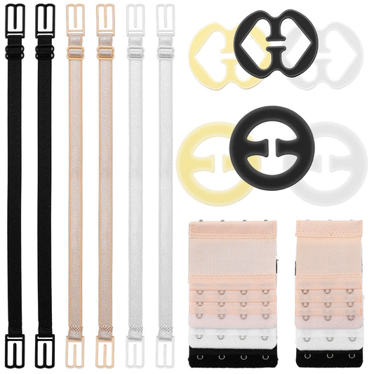 Tyqour 18 Pcs Bra Straps Holder Clips Adjustable Non Slip Bra Clips to Make Racerback Bras Extenders 2/3 Hook for Full Cup Size, Conceal Straps Cleavage Control