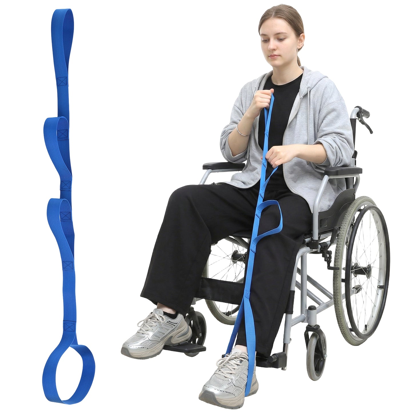 Mabor Leg Lifter Strap for Mobility Aid - After Knee & Hip Surgery Support, Durable Nylon Assist Device, Blue