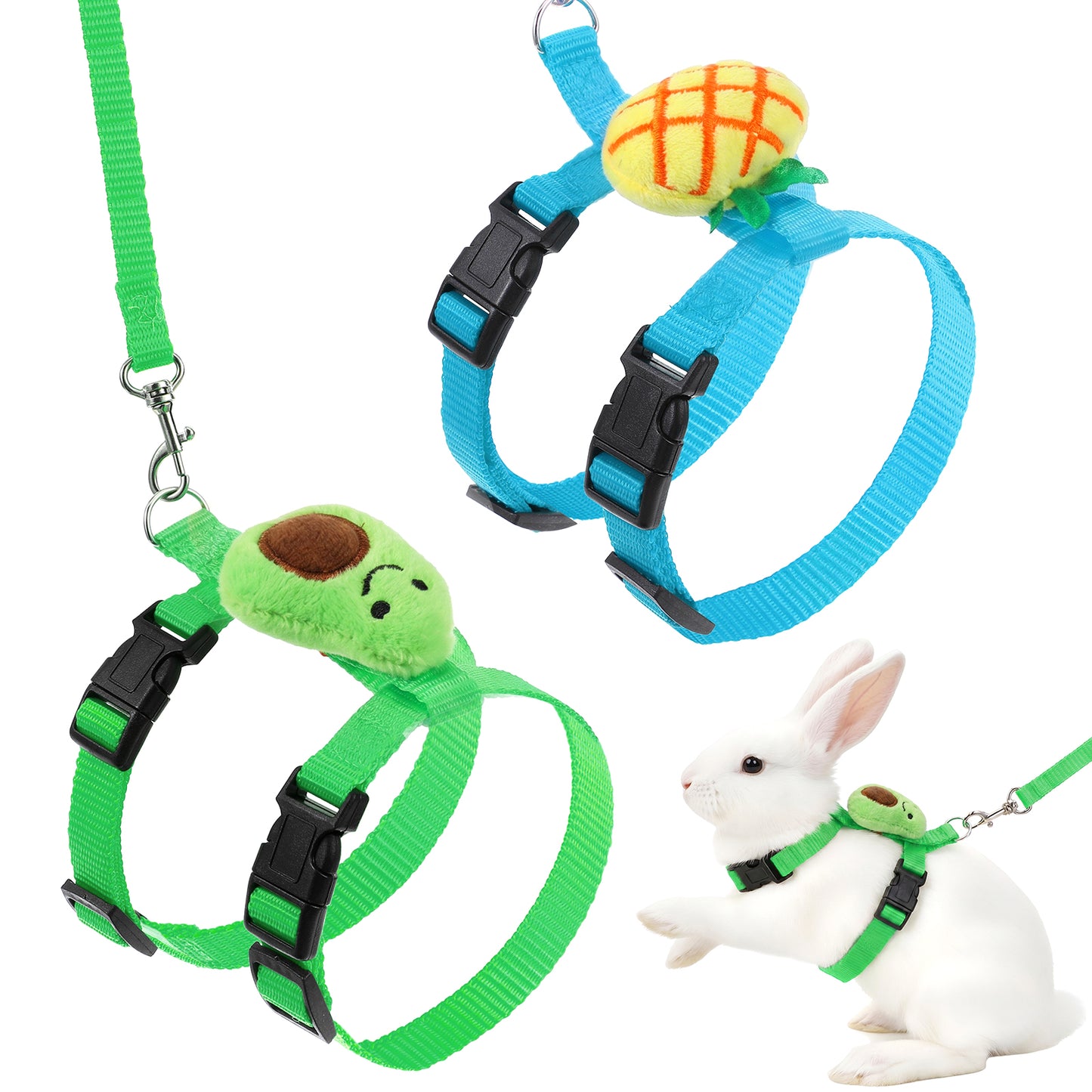 Matwsec 2PCS Bunny Harness and Leash Guinea Pig Leash Rabbit Bunny Leash Kitten Harness and Leash Set for Guinea Pig Ferret Cat Puppy Duck Small Pets Outdoor Walking