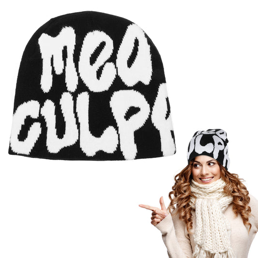 Tyqour Y2k Beanie Hat Women Beanie Winter Hat MEA Culpa Graphic Beanies Designs Black Men's Skullies & Beanies Winter Warm Stylish Y2k Accessories