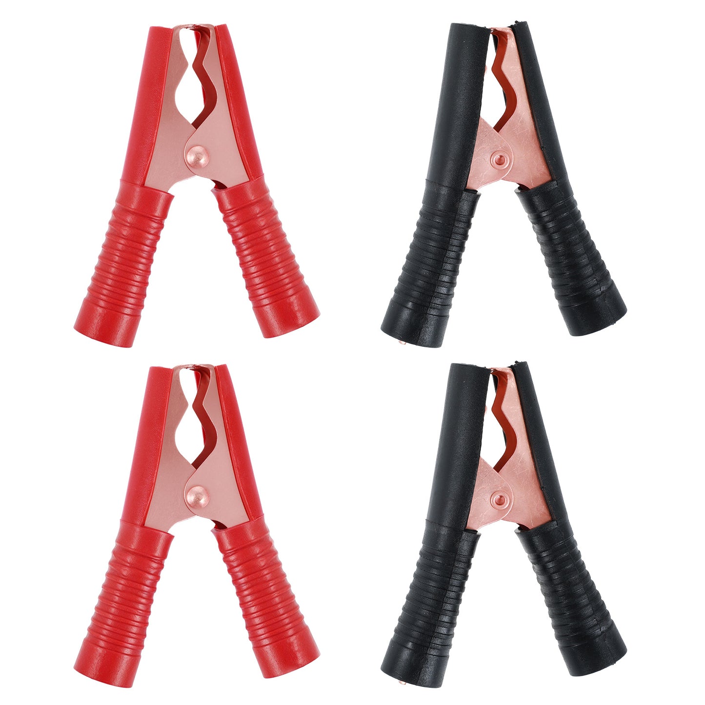 Teaaha 4PCS Jumper Cable Clamps Heavy Duty 100a Insulated Alligator Clips Electrical, Replacement Cable Ends Metal Spring Loaded Battery Charger Clamp for Car Auto Vehicle Boat(Red & Black)