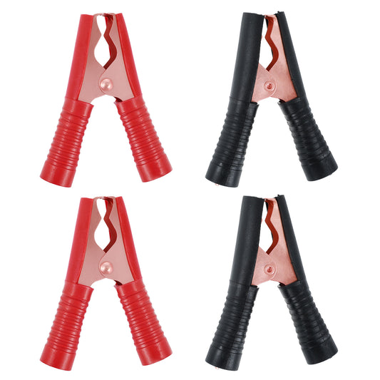 Teaaha 4PCS Jumper Cable Clamps Heavy Duty 100a Insulated Alligator Clips Electrical, Replacement Cable Ends Metal Spring Loaded Battery Charger Clamp for Car Auto Vehicle Boat(Red & Black)