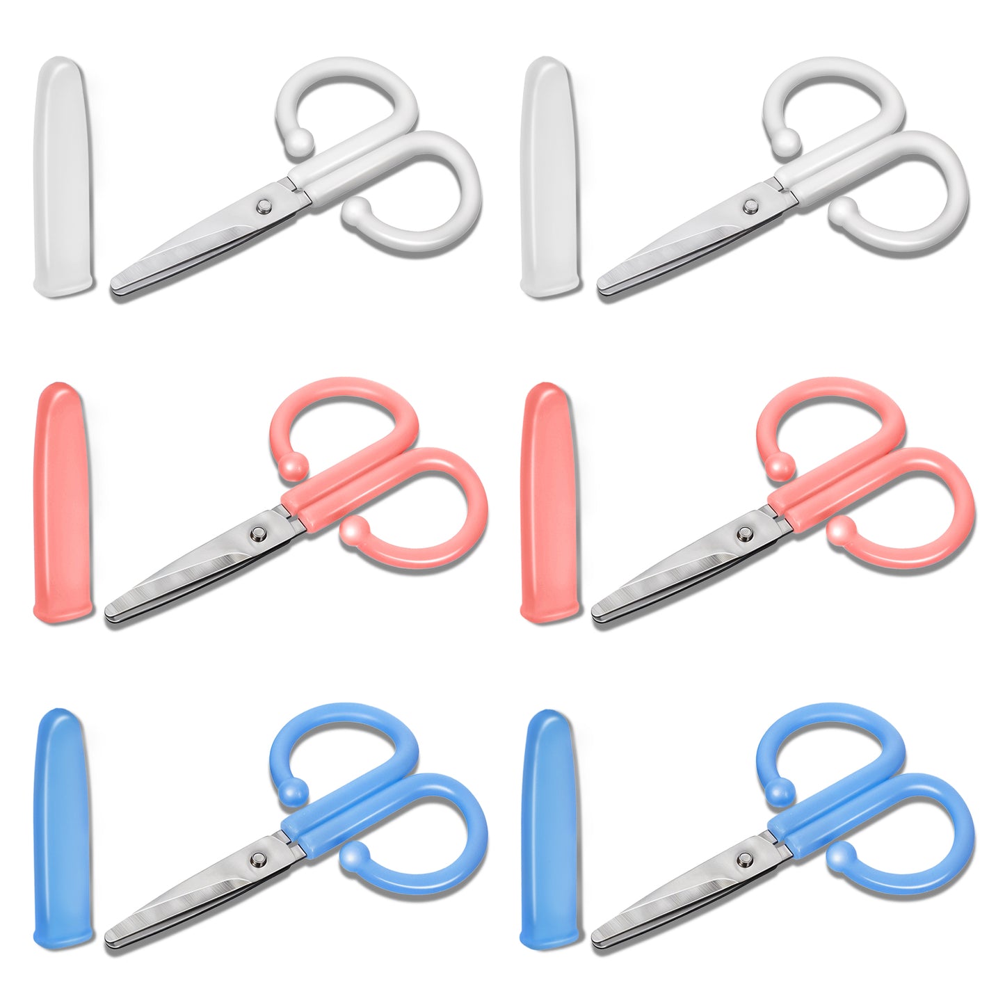 Ouligay 6 Pcs Mini Scissors Bulk,Small Scissors All Purpose,Kids Safety Scissors with Protective Case,Stainless Steel Portable Tiny Scissors for Paper Cutting Sewing Knitting Toddler Handicraft