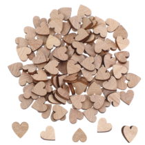 100 Pcs Wooden Hearts for Crafts Small Heart Wood Slices DIY Unfinished Wooden Ornaments Embellishments Heart Sign Tag for Valentine's Day, Birthday Party, Wedding Guest Book Decoration